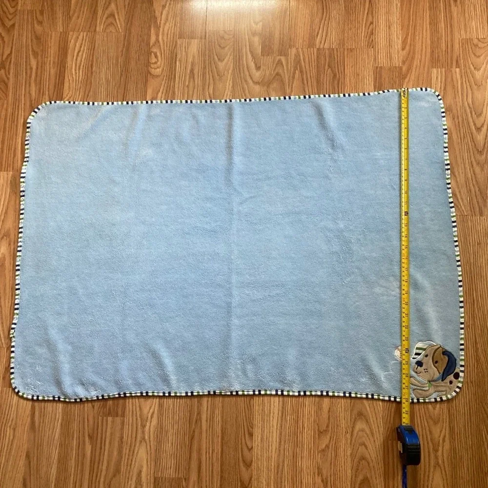 Garanimals Puppy Dog Baby Blanket Baseball Blue Stripes 28 x 39